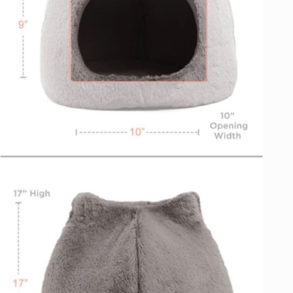 Cozy Gray Cat Bed Cave - Picture 3 of 3